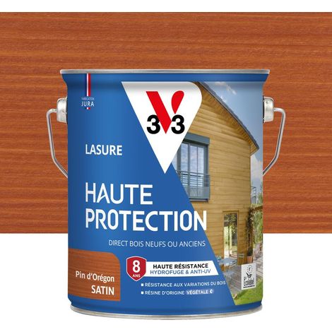 Lasure Bois extérieur Pin d'orégon satin - Protection 8 ans - résistance hydrofuge et anti-UV - Résiste aux variations du bois - résine d'origine végétale - 2,5L (1/4)