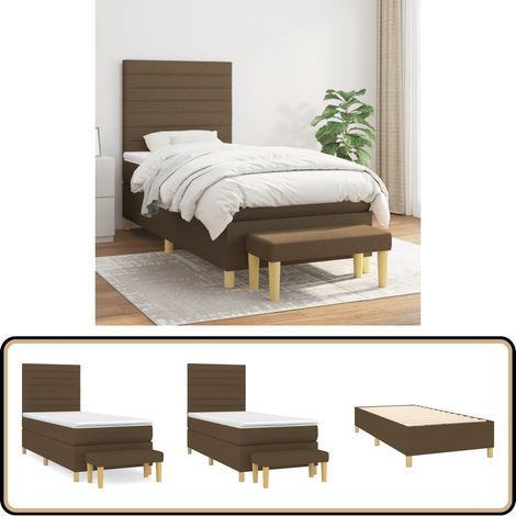 Sommier à lattes de lit avec matelas Marron foncé 90x200 cm - Lit Double - Lit Plateforme - Literie - Chambre À Coucher - Meuble De Rangement