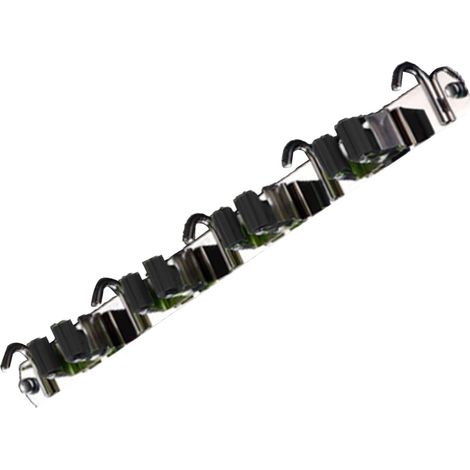 Lot mural Punch Free 4 pinces 5 crochets en acier inoxydable noir pour balai et serpillière (1/5)