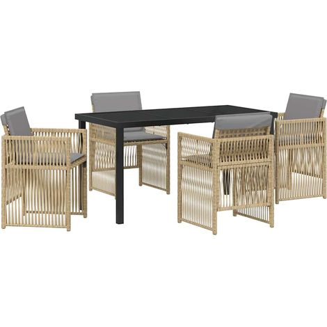 Ensemble de salle à manger pour jardin 5 pcs,Salon de jardin Beige Poly rotin CFW36641 (1/5)