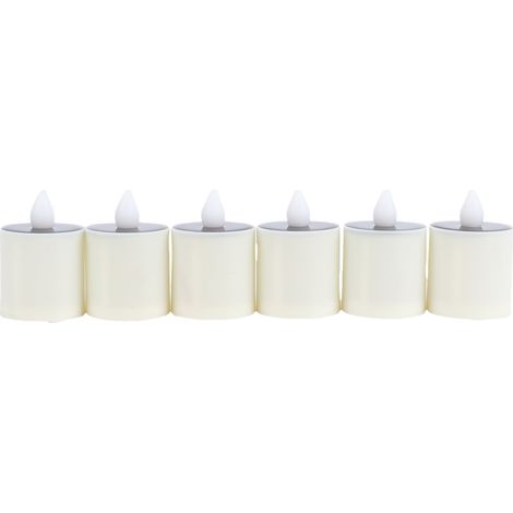 Lot de 6 bougies solaires LED sans flamme, rechargeables et étanches, à effet vacillant, idéales pour une utilisation en extérieur, le camping et la décoration de jardin. Flamme en forme de larme. (1/5)