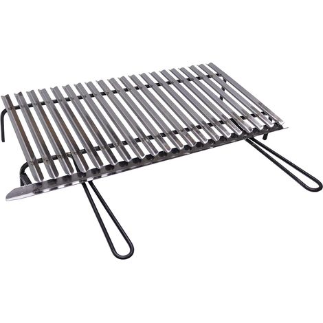 Fonderia Bongiovanni – Grille de barbecue en acier inoxydable AISI 430 – Récupération des graisses – Dimensions 70x35 cm – Pour cuisson parfaite