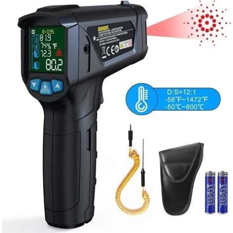 Infrarot-Thermometer, berührungsloses digitales Infrarot-Thermometer mit Laser, -50 °C bis 800 °C mit einstellbarem Emissionsgrad, für Grills, Autos und industrielle Anwendungen (nicht für Menschen ge