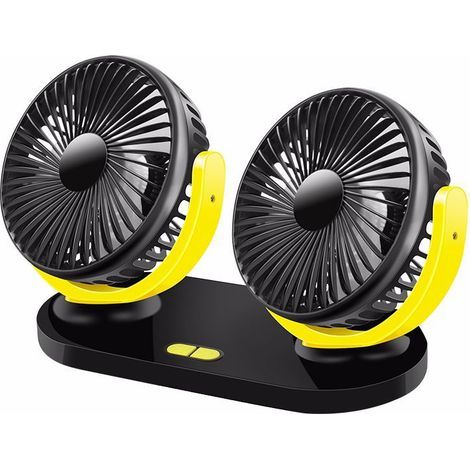 Mini ventilateur USB à double tête, rotation à 360 °, 3 vitesses, ventilateur portable adapté pour voiture/table/bureau/camping/pêche (1/3)