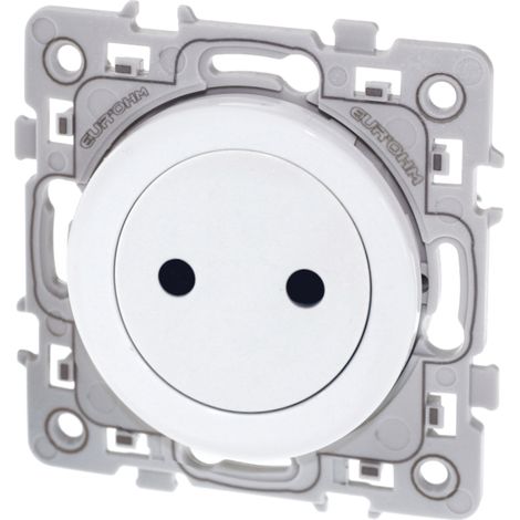 Prise de courant 2P sans terre Blanc 16A Eur'Ohm Square