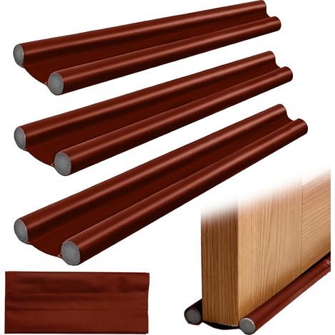 3 Pcs Cold Insulation Door Draught Excluder, 96 cm Bottom of Door Insulation, Draught Excluder Seal, Double Layer Seal for Entrance Doors Windproof (Brown) (1/5)