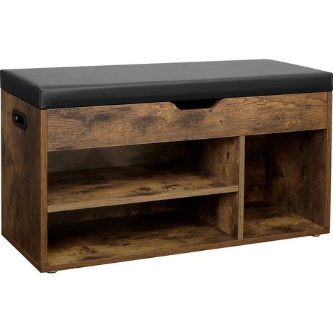 Schuhbank mit 3 Fächern und 1 Truhe - L80 cm (1/5)