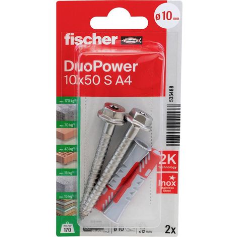 Tasselli Duopower 10x50 S A2 K 2 pz. FISCHER 535488 (1/5)