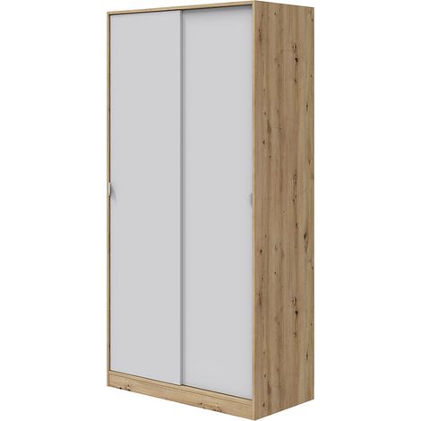 Guardaroba 2 Ante Orgosolo, Armadio Camera da Letto 4 Ripiani, Appendiabiti, 50x200h cm Marrone Rovere Nodi