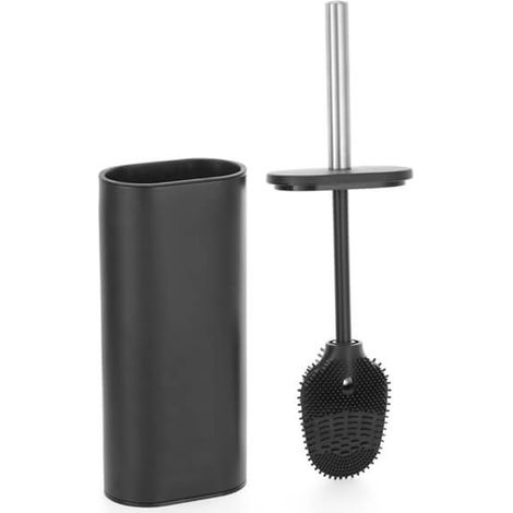 Showerdrape Fortuna Black Stainless Steel Toilet Brush & Holder