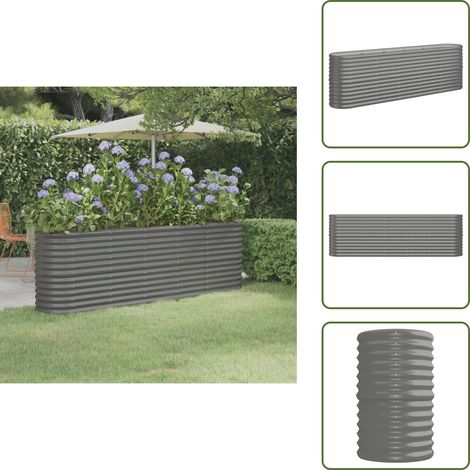 Lit surélevé de jardin Acier enduit de poudre 224x40x68 cm gris - Jardiniere Surélevée - Bac À Fleurs - Pot De Fleurs Extérieur - Décoration Jardin - Plante Grimpante (1/5)