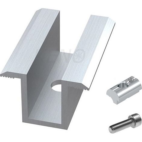 Solar Mittelklemme 35mm Komplett Befestigungsset Silber mit Nutenstein (1/2)