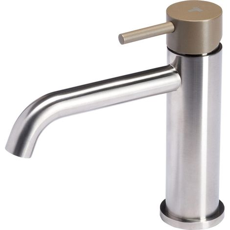 Rubinetto Miscelatore Monocomando Lavabo senza Scarico in Acciaio Inox Satinato Maniglia Deserto (1/3)
