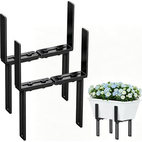Lot de 2 supports de jardinière en forme de H - Sans perçage - Convient pour balustrade de balcon de 1,5 à 32 cm et jardinières de 15 à 23 cm - Supports de jardinière de balcon (1/5)