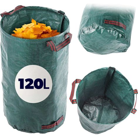 Panier à déchets de jardin, capacité de 120L, polypropylène durable, design pliable, structure renforcée, poignées pratiques (1/5)