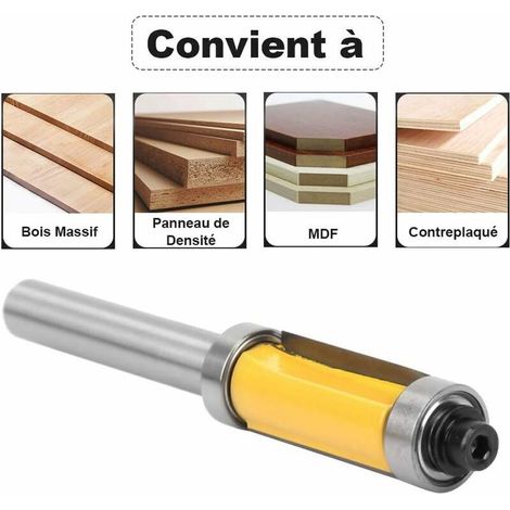 Punta per fresatrice, rifilatrice e fresatrice a mandrino. Punta per rifilatura a filo in carburo di tungsteno. Punta da copia con cuscinetto superiore e inferiore. Fresa per legno gialla, diametro di (1/4)