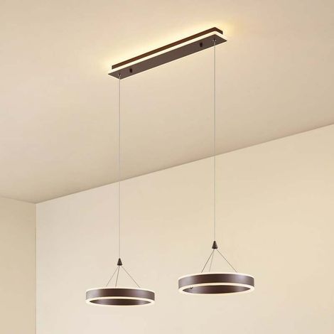 [GEBRAUCHT] B-Ware Lucande LED-Hängeleuchte Kolo 2-flg dimmbar braun Eisen 21,6 W warmweiß (1/2)