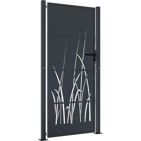 Garden Gate Anthracite 100x200 cm Steel Grass Design vidaXL