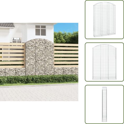 Panier de gabions arqué 150x30x200/220 cm Fer galvanisé - Paniers De Gabions - Mur De Gabions - Clôture Végétale - Décoration Jardin - Barrieres Jardin (1/5)