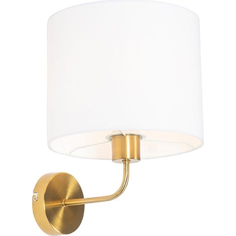 QAZQA Appliques cas - Classico - Acciaio,Tessuto - Bianco/Oro/Ottone - Tondo Max. 1 x Watt