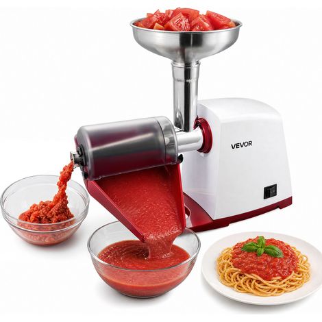 VEVOR Passapomodoro Elettrico max 800W per Salsa Passate 40 kg/h Bianco Macchina Spremiapomodoro, Preparazione per Piatti, Pressa per Pomodori in Acciaio Inox, Setacci di Ricambio da 1/1,5/3/6 mm (1/5)
