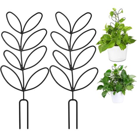 2Pcs tuteurs pour plantes d'intérieur - Design feuille - Support en plastique - Support pour plantes grimpantes - Balcon - Plantes en pot (1/5)