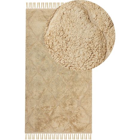 Rug SANLIURFA Sand Beige 80 x 150 cm Cotton