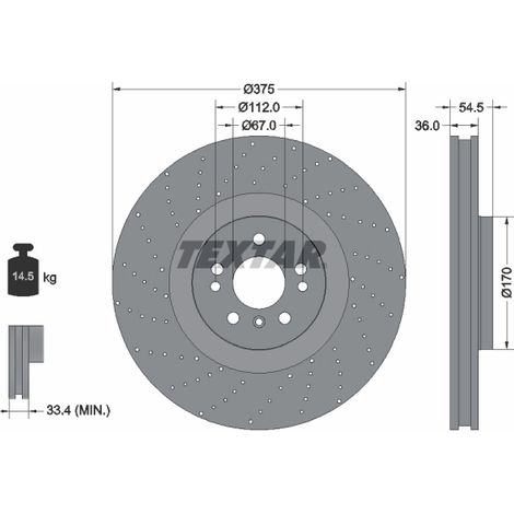 Lot de 2 Disques de frein Textar 92279805 BRABUS 1664210912 1664211600