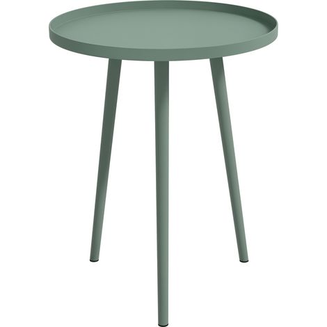 Runder grüner Stahl-Gartentisch, Outdoor-Couchtisch Ø40 x 50 cm mit abgerundeten Kanten