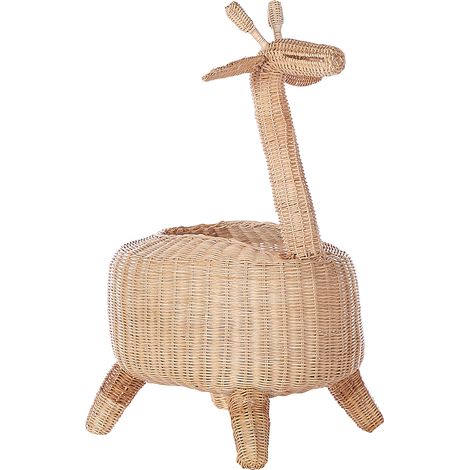 Cesta jirafa de ratán tejido natural almacenaje juguetes accesorio tono claro Hainan