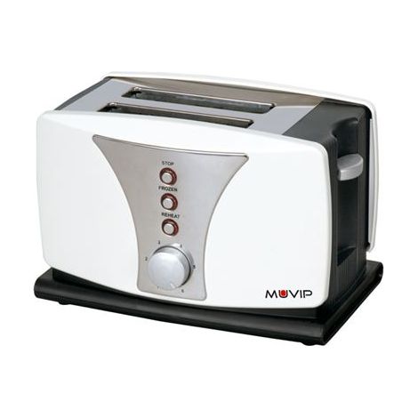 Muvip top design toaster 800w - capacité pour 2 tranches - 6 niveaux de grillage - fonction de chauffage, de décongélation et de réchauffage - arrêt automatique et manuel