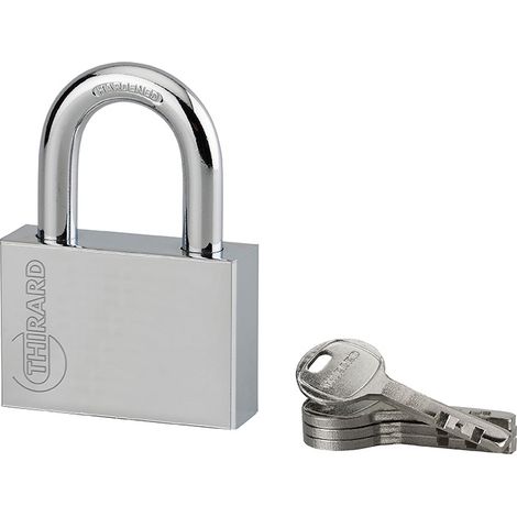 Lucchetto di sicurezza Disk, 4 chiavi reversibili, 60mm, arco in acciaio temprato nichelato, meccanismo a dischi - THIRARD