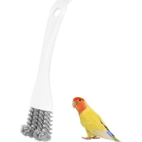 Brosse de Nettoyage de Cage à Oiseaux, Pinceau pour Cage à Oiseaux, Outils de Nettoyage avec Pelle et Manche Ergonomique pour Animaux de Compagnie pour Nettoyage en Profondeur. (1/5)