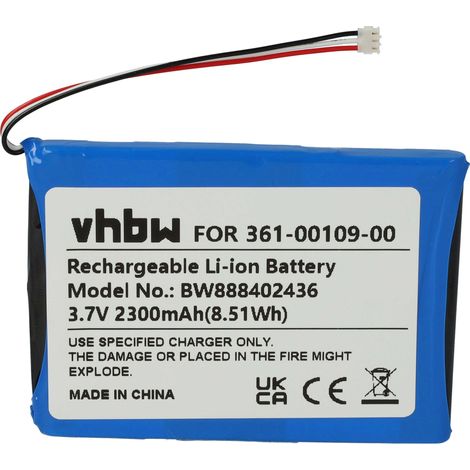 vhbw Battery Replacement for Garmin 361-00109-00, 361-00109-05 for GPS Navigation System Sat Nav (2300mAh, 3.7 V, Li-ion)