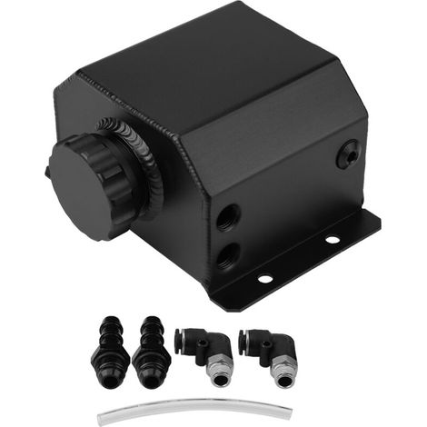 Aluminum alloy engine oil reservoir, breathing pot, exhaust gas capture filter reservoir, black. (1/5)