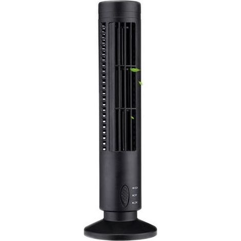 Ventilateur tour USB à 2 vitesses, puissant flux d'air oscillant, refroidissement sans pales, pour le bureau et la maison, noir. (1/5)
