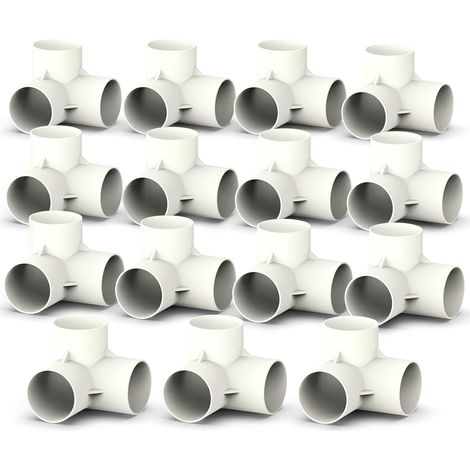 15 Pcs 32mm 3 Voies T en Forme de PVC Blanc Connecteur de Tuyau Raccords de Serre, Couplage Adaptateur de Tuyau d'Eau (1/5)