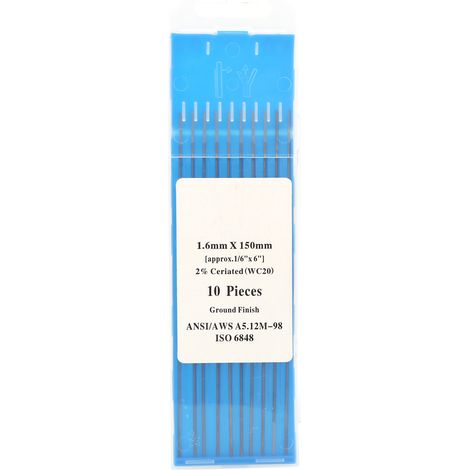 10 électrodes tungstène WC20 gris aiguille soudage TIG inox fin, baguettes céramique 2,4mm, lot de 10 pièces. (1/5)