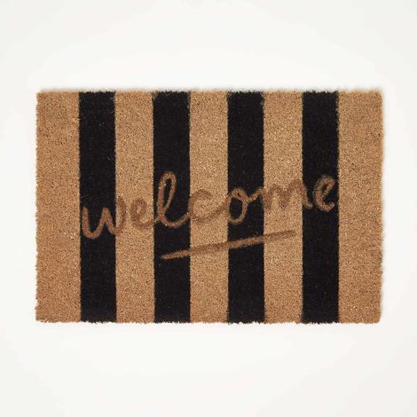 HOMESCAPES Stripe Welcome Coir Doormat, 40 x 60cm (1/4)