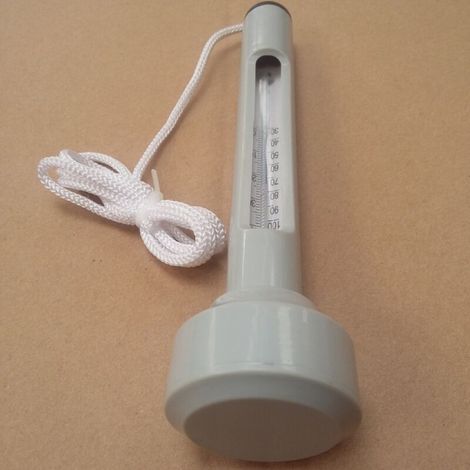 24 cm weißes schwimmendes Poolthermometer + gratis 1 Meter Aufhängeseil (1/4)