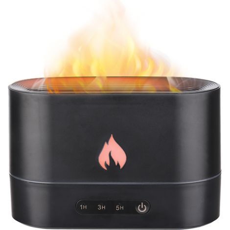 Humidificateur veilleuse USB 250 ml avec minuterie, de bureau simulation de flamme et silencieuse 1/3/5 h (1/5)