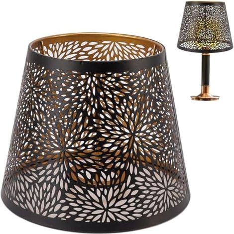 Abat-jour décoratif, douilles E27 et E26, petit format, motif géométrique ajouré, style moderne, pour lustre, lampadaire ou chambre (noir) (1/5)
