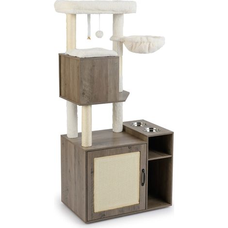 Tiragraffi con contenitore nascosto per la lettiera 72 x 45,5 x 155 cm comfort moderno e accogliente in MDF grigio 200018716