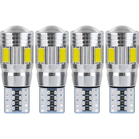Ampoule T10 W5W led plafonnier voiture led interieur veilleuse led voiture Convient pour les feux de plaque d'immatriculation, les feux latéraux, les feux de position et les plafonniers (4 pièces) (1/5)