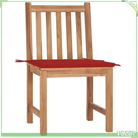 Chaises de jardin - FAFEICY - 3062922 - Bois de teck massif - Lot de 2 - Coussins rouges (1/5)