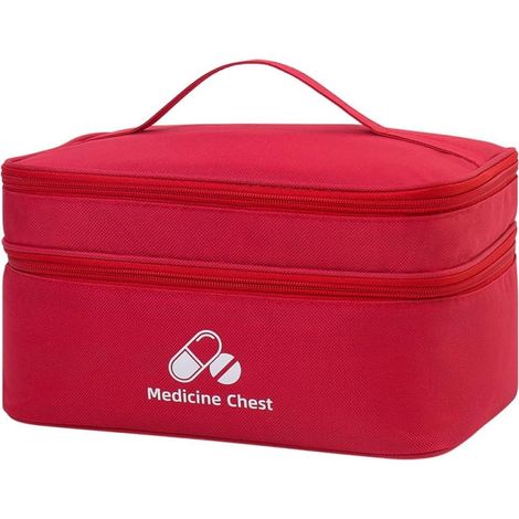 Trousse de Secours Vide, Trousse de Premiers Soins Étanche, Sac de Médecine Portable de Grande Capacité, Sac d'Urgence Compact et Léger Rouge (1/5)