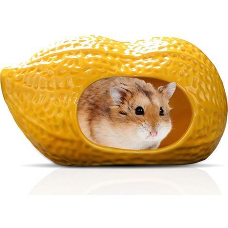 Maison en céramique en forme de cacahuète pour hamster, idéale pour rafraîchir et garder les petits animaux au frais en été, 188,59,5 cm. (1/5)