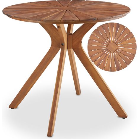 Table de jardin ronde en bois acacia marron (1/5)