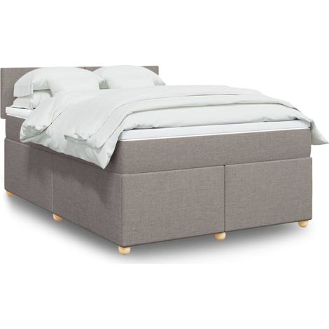 vidaXL Sommier à lattes de lit avec matelas Taupe 140x190 cm Tissu (1/5)