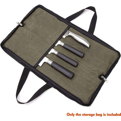 Messerscheide (4 Fächer), Kochtasche aus Segeltuch mit Griffen, tragbare wasserdichte Tasche